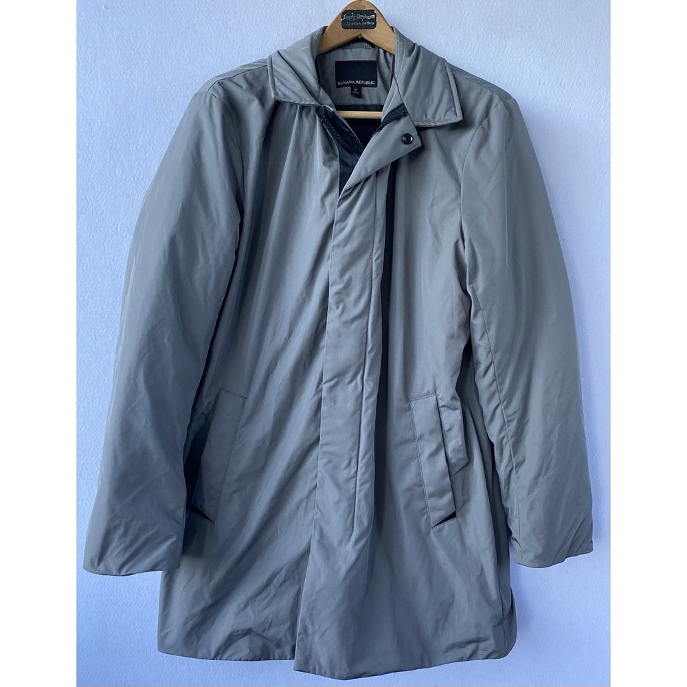 Banana Republic Gray Full Zip Snap Insulated Down Puffer Jacket Mens Size Medium